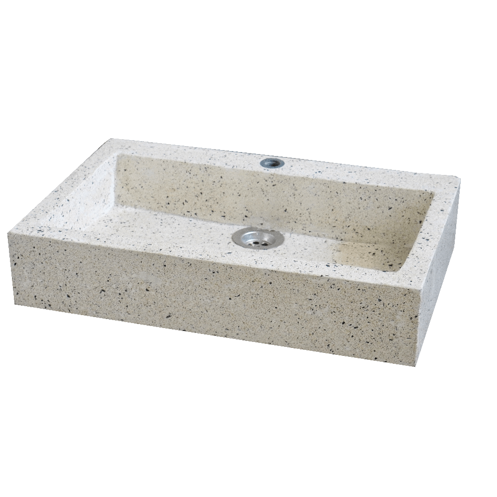 Wastafel Terazzo Tipe Meja Kotak (Batu Hitam)