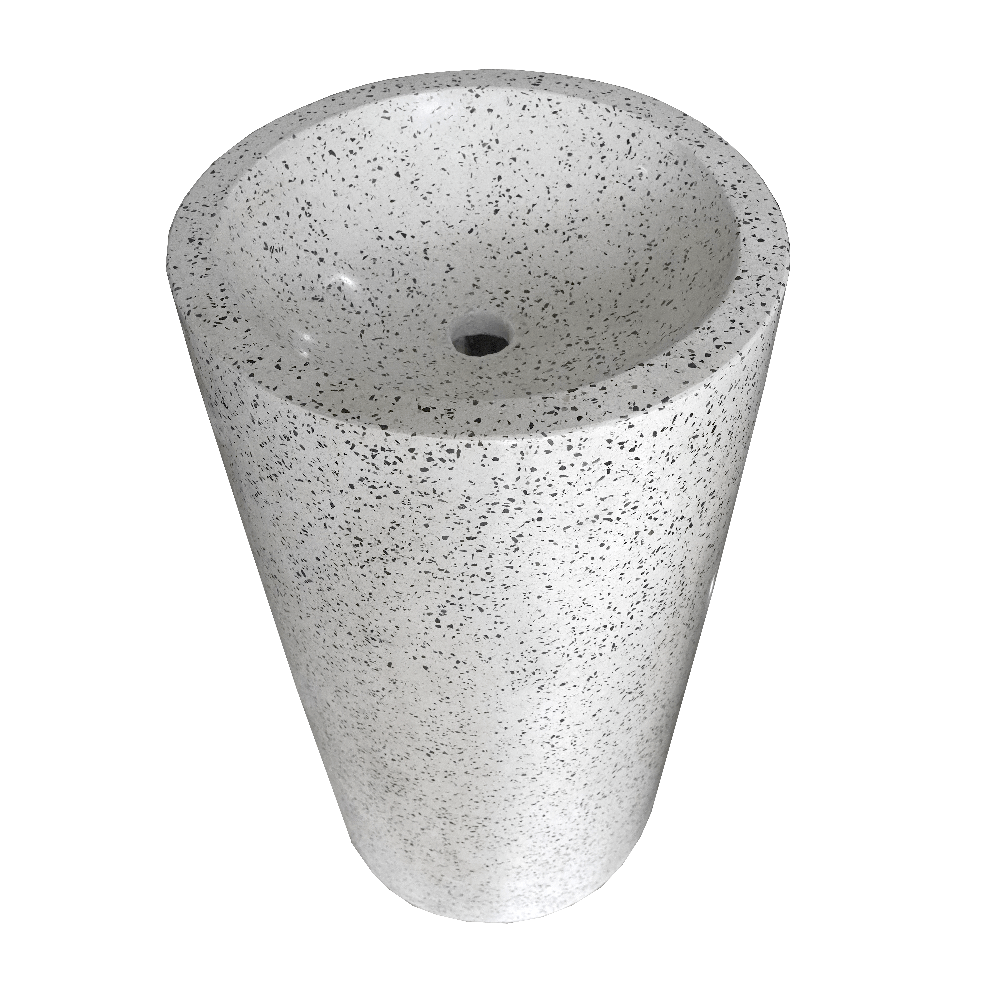 Wastafel Terazzo Tipe Pedestal Silinder (Batu Hitam)