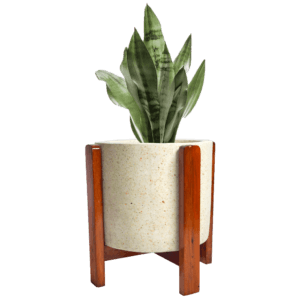 Pot Bunga Teraso Tipe Silinder Standing Kayu (Cokelat Muda)